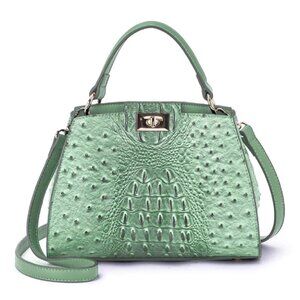 new SAGE GREEN Mellow World OZZIE Ostrich Embossed 2-Compartment Crossbody Bag